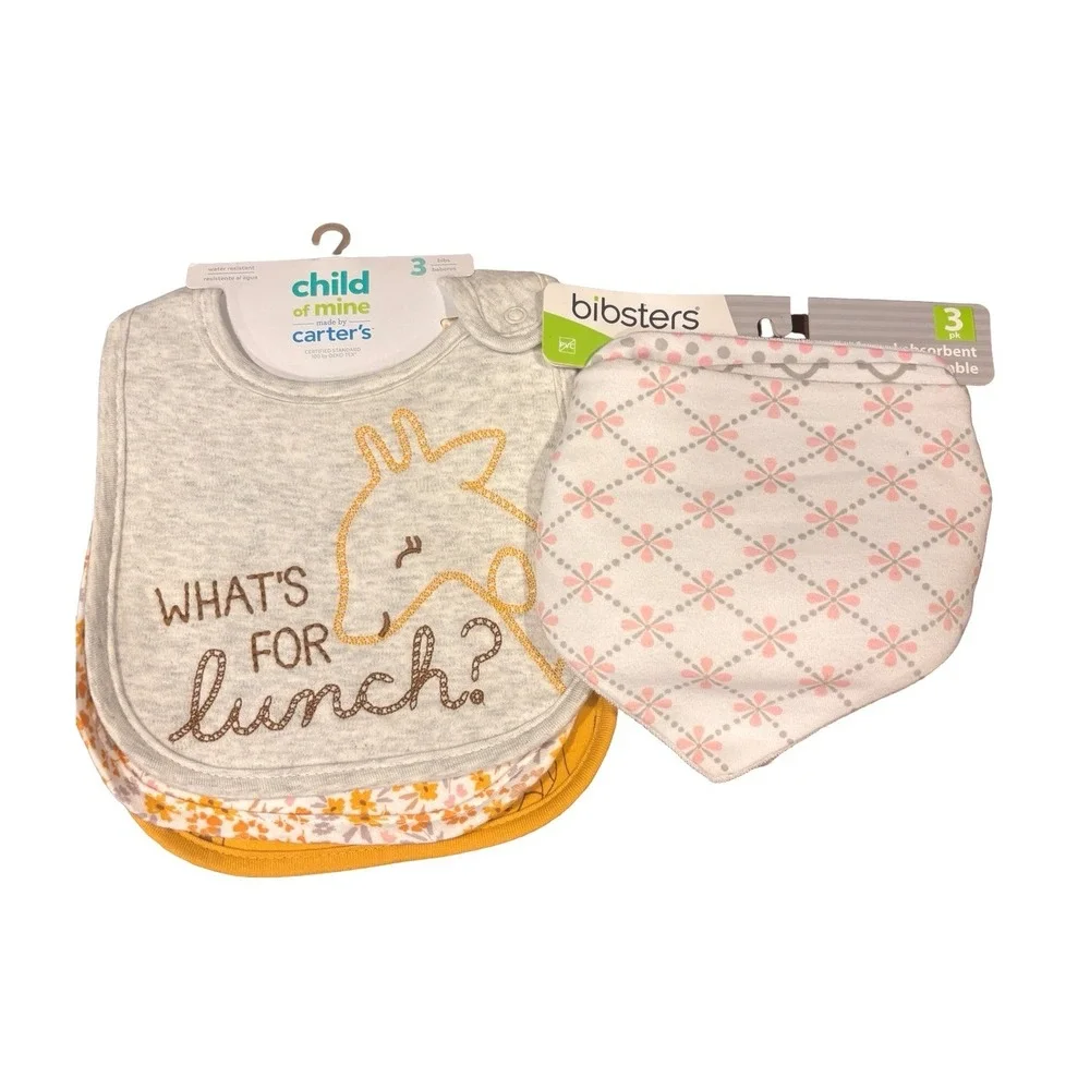 Baby Bibs 6pk OS Multi New Giraffe Floral Bandana NWT